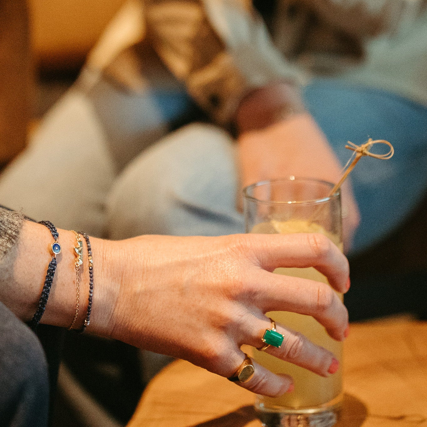 Gold vermeil Teton bracelet stacked with other bracelets