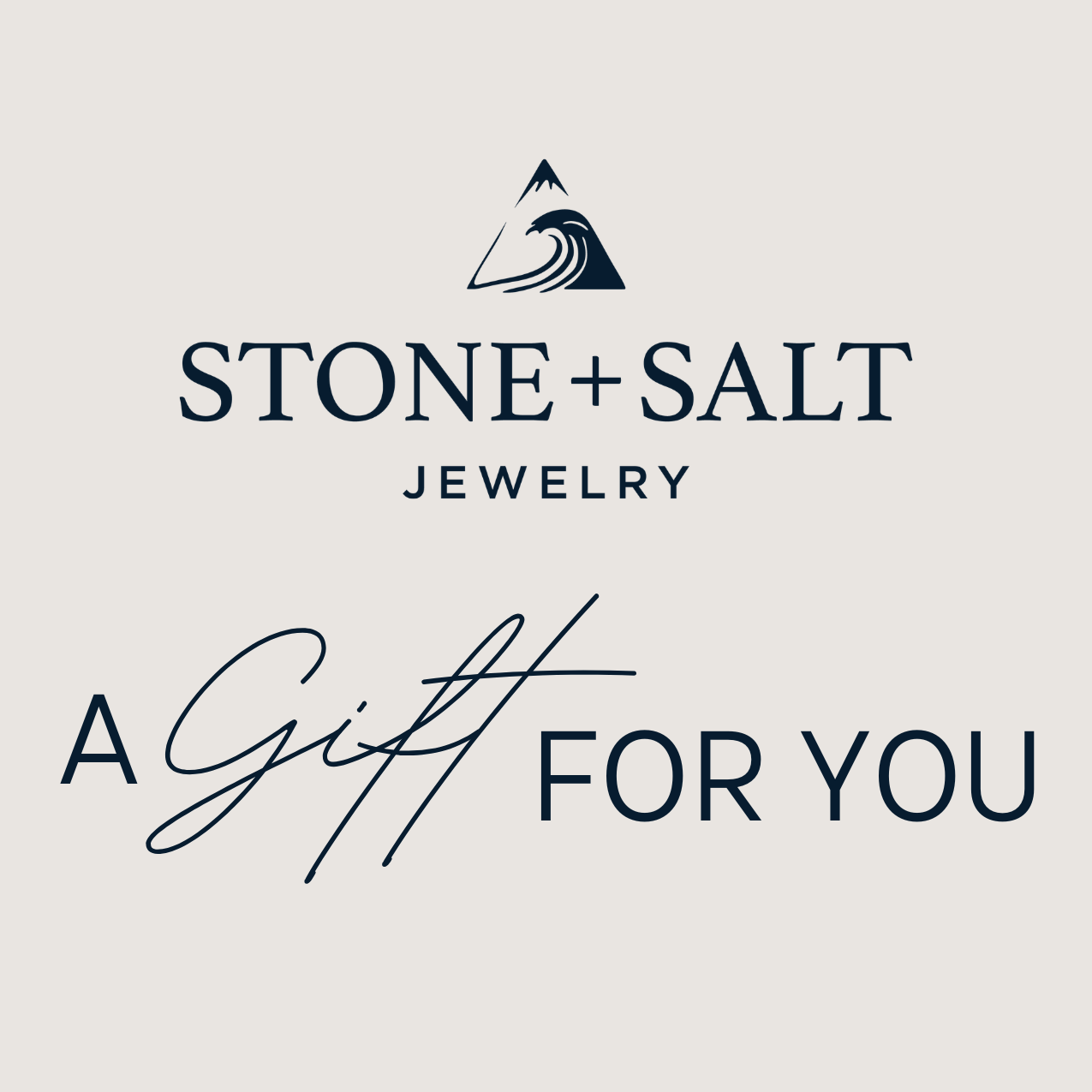 Stone + Salt Jewelry gift card design on a light gray background
